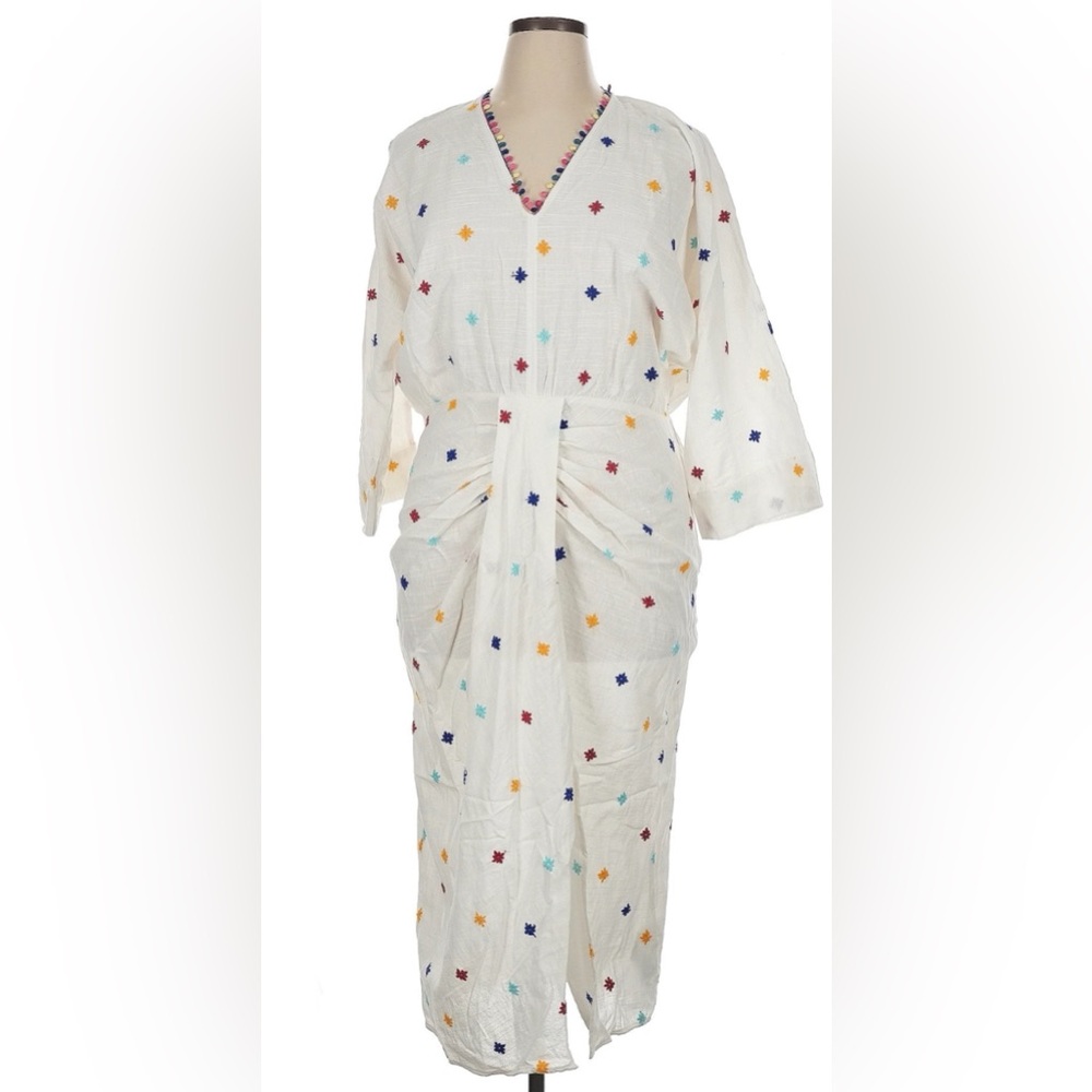 Zara Sahani Embroidered Cotton Midi Dress NWT